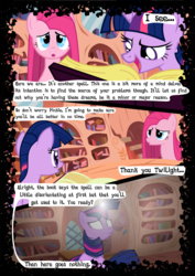 Size: 744x1052 | Tagged: safe, artist:mashuga31, pinkie pie, twilight sparkle, fanfic:silent ponyville, g4, comic, glowing eyes