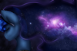 Size: 4500x3000 | Tagged: safe, artist:kobayashi-maruu, princess luna, pony, g4, bust, ethereal mane, female, galaxy mane, high res, mare, portrait, solo, the cosmos, transparent mane