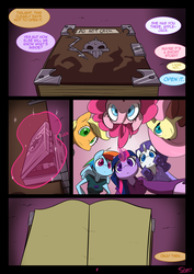 Size: 849x1200 | Tagged: safe, artist:slypon, applejack, fluttershy, pinkie pie, rainbow dash, rarity, twilight sparkle, earth pony, pegasus, unicorn, anthro, comic:night mares, comic:night mares (series), g4, breasts, comic, female, mane six