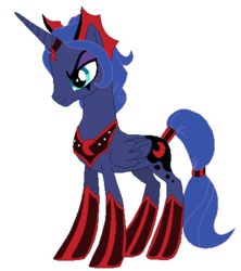 Size: 421x475 | Tagged: safe, artist:owe-b-1, idw, princess luna, g4, reflections, spoiler:comic, dark mirror universe, equestria-3, evil counterpart, evil luna, female, mirror universe, simple background, solo