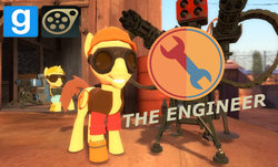 Size: 1149x695 | Tagged: safe, artist:pika-robo, pony, 3d, engineer, engineer (tf2), gmod, ponified, source filmmaker, team fortress 2