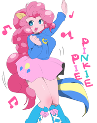 Size: 600x761 | Tagged: safe, pinkie pie, equestria girls, g4, blushing, boots, clothes, cute, diapinkes, female, moe, skirt, solo, sweater, wondercolts