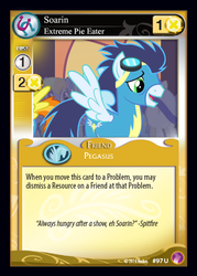 Size: 409x571 | Tagged: safe, artist:liggliluff, cloud kicker, minuette, soarin', spitfire, g4, ccg, fake, solo focus, yellow