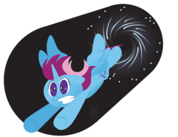 Size: 3300x2550 | Tagged: safe, artist:inspectornills, oc, oc only, oc:parcly taxel, alicorn, pony, alicorn oc, flying, high res, solo, space, wormhole