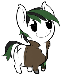 Size: 314x375 | Tagged: safe, artist:thatdarnpony, oc, oc only, oc:hidden fortune, fallout equestria, chibi, solo, treasure hunting