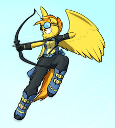 Size: 1154x1280 | Tagged: safe, artist:captainhoers, spitfire, anthro, g4, arrow, bow (weapon), bow and arrow, female, solo