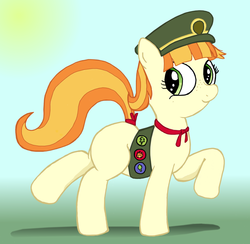 Size: 2668x2602 | Tagged: safe, artist:an-tonio, artist:lord waite, tag-a-long, earth pony, pony, g4, colored, cute, female, filly, filly guides, gingerbetes, girl scout, high res, ribbon, solo, thin mint