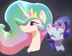 Size: 1080x836 | Tagged: safe, artist:sunibee, princess celestia, rarity, g4, explicit source