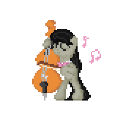 Size: 250x250 | Tagged: safe, artist:thelunarmage, octavia melody, g4, animated, bow (instrument), cello, cello bow, female, music, music notes, musical instrument, pixel art, simple background, solo, transparent background