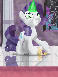 Size: 1937x2593 | Tagged: safe, artist:evil-dec0y, rarity, g4, inspiration manifestation, bad end, corrupted, crown, female, inspirarity, possessed, solo