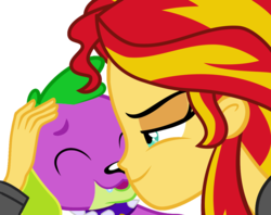 Size: 1262x1000 | Tagged: safe, artist:masem, artist:secret-asian-man, artist:serendipony, edit, hundreds of users filter this tag, spike, sunset shimmer, dog, equestria girls, g4, crack shipping, cute, female, interspecies, kissing, male, ship:sunsetspike, shipping, show accurate, simple background, spike the dog, straight, transparent background