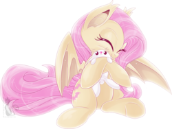 Size: 1546x1164 | Tagged: safe, artist:blackfreya, angel bunny, fluttershy, g4, flutterbat, hug, simple background, transparent background