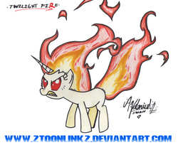 Size: 1024x837 | Tagged: safe, artist:zsparkonequus, twilight sparkle, g4, angry, female, fire, markers, simple background, solo