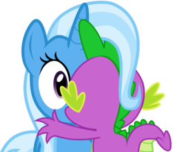 Size: 1374x1204 | Tagged: source needed, safe, artist:twilightpoint, edit, hundreds of users filter this tag, spike, trixie, pony, unicorn, g4, cute, female, hug, kissing, love, male, shipping, show accurate, simple background, spixie, straight, surprise kiss, surprised, transparent background, vector, wide eyes
