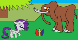 Size: 1205x633 | Tagged: safe, artist:killerbug2357, rarity, elephant, g4, 1000 hours in ms paint, duo, ms paint