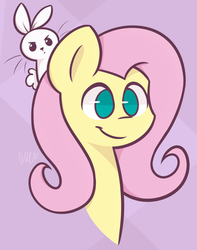 Size: 776x986 | Tagged: safe, artist:flutternutpie, angel bunny, fluttershy, g4, simple background, smiling