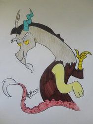 Size: 400x533 | Tagged: safe, artist:high-siss, discord, g4, male, solo, traditional art