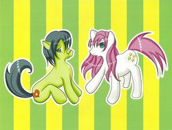 Size: 2130x1610 | Tagged: safe, artist:artisticshape, oc, oc:amy, oc:chiha, earth pony, pony, moe moe niji taisen, ponified