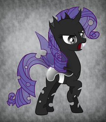 Size: 1024x1187 | Tagged: safe, artist:nyxeradragon2595, rarity, changeling, g4, changelingified, double colored changeling, female, rariling, solo, white changeling