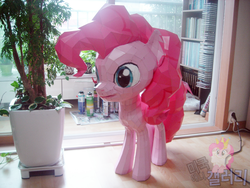 Size: 1024x768 | Tagged: dead source, safe, artist:php94, artist:znegil, pinkie pie, earth pony, pony, g4, craft, irl, papercraft, solo