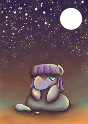 Size: 2480x3508 | Tagged: safe, artist:wendy-the-creeper, boulder (g4), maud pie, platypus, g4, female, high res, moon, night, solo, stars