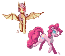 Size: 1413x1229 | Tagged: safe, artist:claireone, fluttershy, pinkie pie, g4, flutterbat