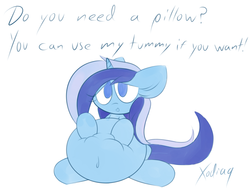 Size: 2000x1500 | Tagged: safe, artist:xodisvorebin, minuette, pony, unicorn, g4, belly, belly button, chubby, fat, female, solo, talking to viewer