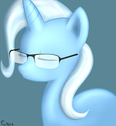 Size: 1395x1509 | Tagged: safe, artist:scouthiro, trixie, pony, unicorn, g4, commission, eyes closed, female, glasses, mare, solo, wip
