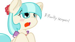 Size: 1920x1080 | Tagged: safe, artist:dshou, artist:tyler611, coco pommel, g4, blushing, dialogue, female, implied rarity, senpai, simple background, solo, transparent background