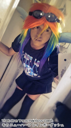 Size: 538x959 | Tagged: safe, artist:xxxsketchbookxxx, rainbow dash, human, g4, cosplay, female, irl, irl human, male to female, photo, rule 63, solo, trans female, transgender