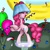 Size: 640x640 | Tagged: dead source, safe, artist:fireheartrubie, pinkie pie, earth pony, pony, g4, my little pony: friendship is magic, ponyville confidential, balloon, confetti, dancing, female, hat, lampshade, lampshade hat, mare, party, punch (drink), punch bowl, scene interpretation, solo, streamers