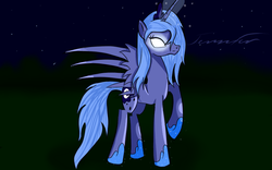 Size: 900x563 | Tagged: safe, artist:jenifer1pony, princess luna, g4, female, glowing eyes, messy mane, s1 luna, solo