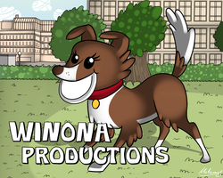 Size: 2500x2000 | Tagged: safe, artist:malamol, winona, dog, g4, closing logo, female, high res, sit ubu sit, solo, ubu productions