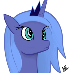 Size: 685x720 | Tagged: safe, artist:inivonwini, princess luna, g4, bust, derp, female, s1 luna, simple background, solo, transparent background