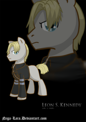 Size: 707x1000 | Tagged: safe, artist:nega-lara, pony, leon s. kennedy, ponified, resident evil, solo, zoom layer