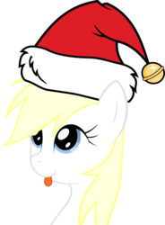 Size: 1263x1716 | Tagged: safe, artist:planetarypenguin, oc, oc only, oc:aryanne, :p, blonde, christmas, cute, eyelashes, female, hat, looking up, nose wrinkle, santa hat, show accurate, simple background, smiling, solo, tongue out, transparent background, vector