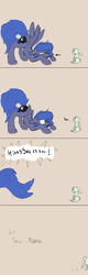 Size: 1400x4356 | Tagged: safe, artist:darkflame75, princess luna, hengstwolf, rabbit, lunadoodle, g4, comic, cute, filly, hissing, wereluna, werewoona, woona