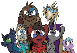 Size: 3190x2238 | Tagged: dead source, safe, artist:jittery-the-dragon, oc, oc only, oc:cookie crumble, oc:oracle, changeling, diamond dog, dragon, phoenix, eyepatch, high res