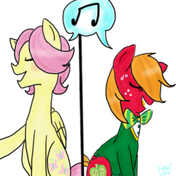 Size: 512x512 | Tagged: safe, artist:megaimpact, big macintosh, fluttershy, filli vanilli, g4, butterscotch, female, macareina, male, rule 63, ship:butterreina, ship:fluttermac, shipping, singing, straight