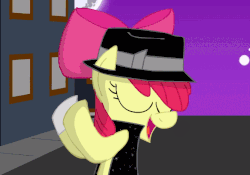 Size: 675x473 | Tagged: safe, artist:animatedjames, apple bloom, earth pony, pony, g4, adorabloom, animated, beat it, bipedal, cute, dancing, female, loop, michael jackson, michelle creber, solo, youtube link