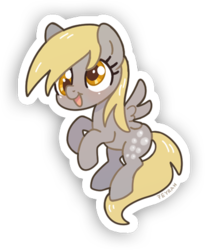Size: 357x435 | Tagged: dead source, safe, artist:feyrah, derpy hooves, pegasus, pony, g4, female, mare, open mouth, simple background, smiling, solo, spread wings, sticker, transparent background, wings