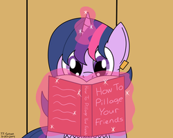 Size: 1280x1024 | Tagged: safe, artist:toonboy92484, twilight sparkle, alicorn, pony, g4, book, bookworm, female, glowing horn, horn, mare, solo, twilight sparkle (alicorn)