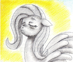 Size: 620x527 | Tagged: artist needed, safe, fluttershy, g4, eyes closed, female, solo, traditional art
