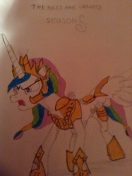 Size: 1936x2592 | Tagged: artist needed, safe, princess celestia, g4, armor, drawing, female, solo, traditional art