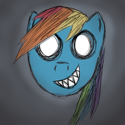 Size: 2160x2160 | Tagged: safe, artist:trishiness, rainbow dash, g4, dark, disembodied head, female, high res, solo