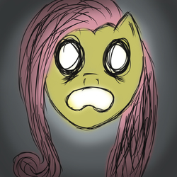 Size: 2160x2160 | Tagged: safe, artist:trishiness, fluttershy, g4, dark, disembodied head, female, high res, solo