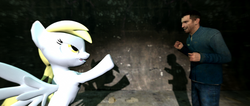 Size: 1920x814 | Tagged: dead source, safe, artist:dakkiller, derpy hooves, pegasus, pony, g4, 3d, female, gmod, half-life 2, mare