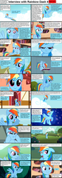 Size: 1282x3661 | Tagged: safe, rainbow dash, pegasus, pony, comic:celestia's servant interview, g4, caption, comic, dash face, female, floppy ears, interview, mare, solo