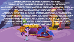 Size: 960x540 | Tagged: safe, princess luna, twilight sparkle, g4, celestias room, chair, couch, dr twilight, lecture, shrink, wall of text