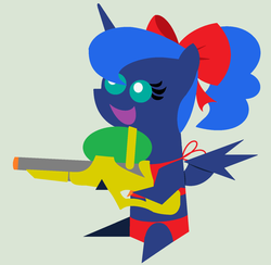 Size: 1024x998 | Tagged: safe, artist:evilfrenzy, princess luna, alicorn, pony, g4, bikini, clothes, female, pointy ponies, simple background, solo, swimsuit, vector, watergun